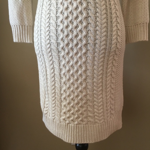 Pink Rose Cable Knit Sweater Dress Cream Womens S - Picture 4 of 8